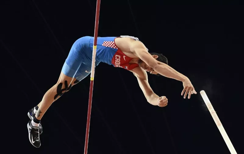 Croatia'scompetes in the final of the men's pole vault athletics event at the 2015 IAAF World Championships at the "Bird's Nest" National Stadium in Beijing on August 24, 2015.  