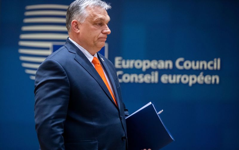 Prime Minister of Hungary Viktor Orban pictured at the round table at the start of a meeting of European council, in Brussels, Thursday 24 March 2022, at the European Union headquarters in Brussels. The European Council will discuss the Russian military aggression against Ukraine, security and defence, energy, economic issues, COVID-19 and external relations.
Politics European Council Meeting, Brussels, Belgium - 24 Mar 2022,Image: 672955352, License: Rights-managed, Restrictions: , Model Release: no, Credit line: Profimedia