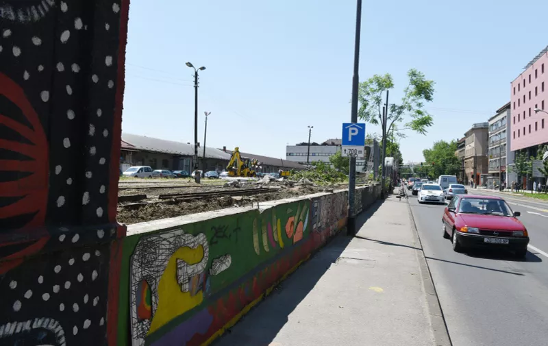 29.05.2015., Zagreb - U Branimirovoj ulici djelomicno je srusen zid s grafitima. Photo: Davor Visnjic/PIXSELL
