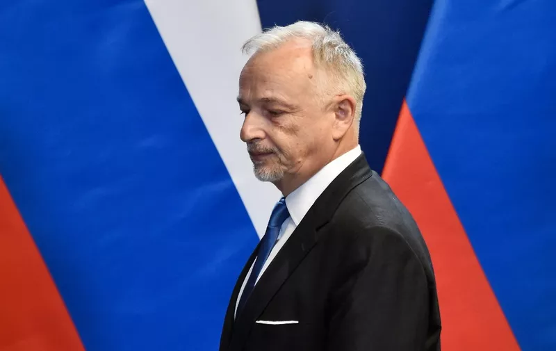 A photograph taken on October 30, 2019 shows Hungarian energy group MOL's CEO and Chairman of the Board of Directors Zsolt Hernadi at the residence of the prime minister office prior to a joint press conference with Russian President and his host Hungarian Prime Minister, in Budapest. - A Croatian court sentenced former prime minister Ivo Sanader to six years in jail and the boss of Hungary's MOL energy group Hernadi to two years for bribery on December 30, 2019. (Photo by Attila KISBENEDEK / AFP)