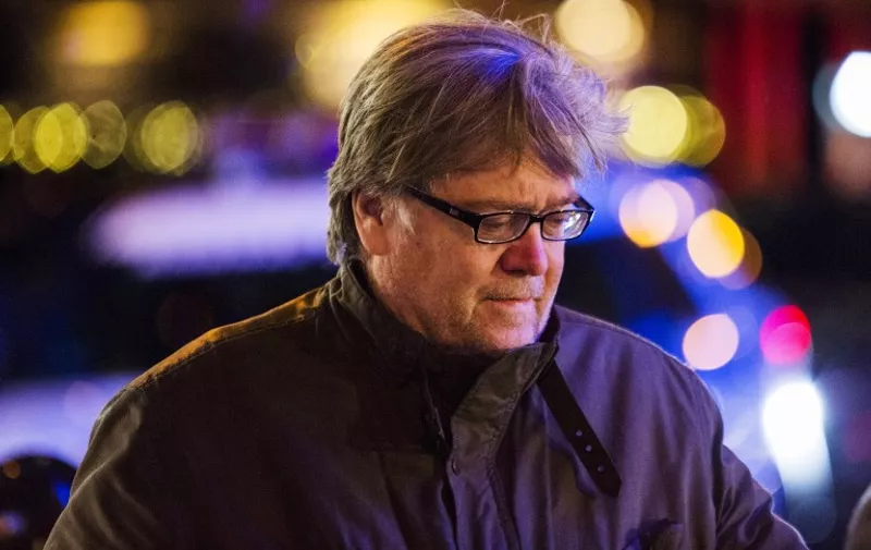 (FILES) This file photo taken on December 10, 2016 shows Steve Bannon, chief strategist for Donald Trump, leaving after the motorcade of US President-elect arrived at Trump Tower on December 10, 2016 in New York.
President Donald Trump has moved to dismiss his far-right chief strategist Steve Bannon, as the White House reels from the fallout over Trump's response to a violent white supremacist rally, The New York Times reported on August 18, 2017. / AFP PHOTO / Eduardo Munoz Alvarez