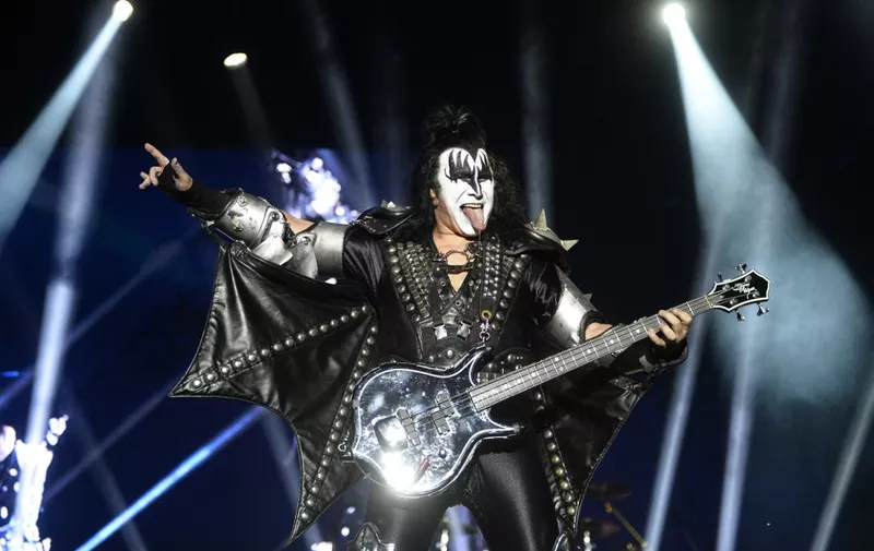 Gene Simmons, member of the hard rock band "Kiss" performs during the Resurrection Fest music festival in Viveiro, northern Spain, on July 14, 2018. (Photo by MIGUEL RIOPA / AFP)