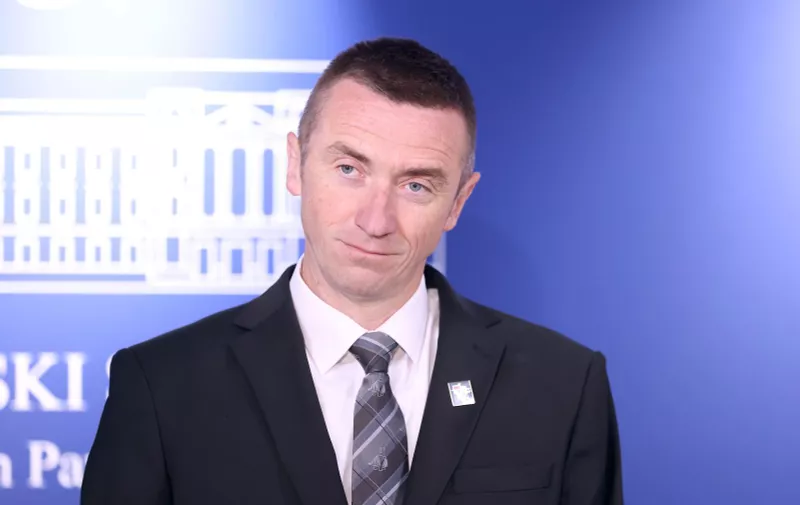 14.04.2026., Zagreb - Ivan Penava, predsjednik Domovinskog pokreta odrzao je u saboru konferenciju za
medije. Tema konferencije bila je reakcija Domovinskog pokreta na navode pucke pravobraniteljice o financiranju tjednika Novosti. Photo: Patrik Macek/PIXSELL