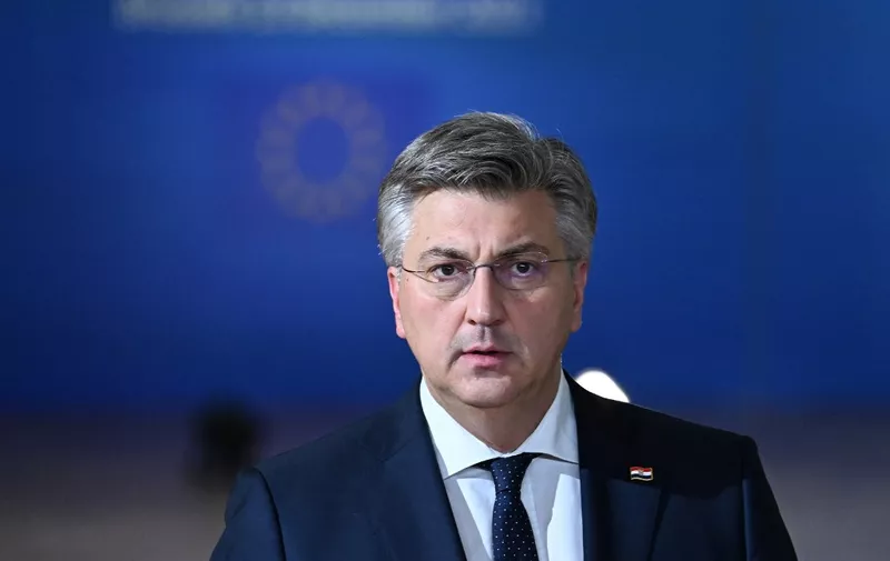 Crotia's Prime Minister, Andrej Plenkovic arrives to attend the EU-Western Balkans summit at the European headquarters in Brussels, on December 13, 2023. EU chief Ursula von der Leyen on December 13, 2023 urged the bloc's 27 leaders to back massive financial aid for Ukraine and Kyiv's ambitions for membership talks, ahead of a crunch summit. (Photo by Miguel MEDINA / AFP)