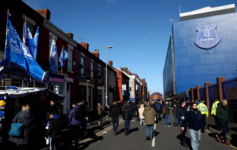 LIVERPOOL, ENGLAND - MARCH 01: General view outside the stadium as fans arrive prior to the Premier League match between Everton FC and Manchester United at Goodison Park on March 01, 2020 in Liverpool, United Kingdom. (Photo by Clive Brunskill/Getty Images)