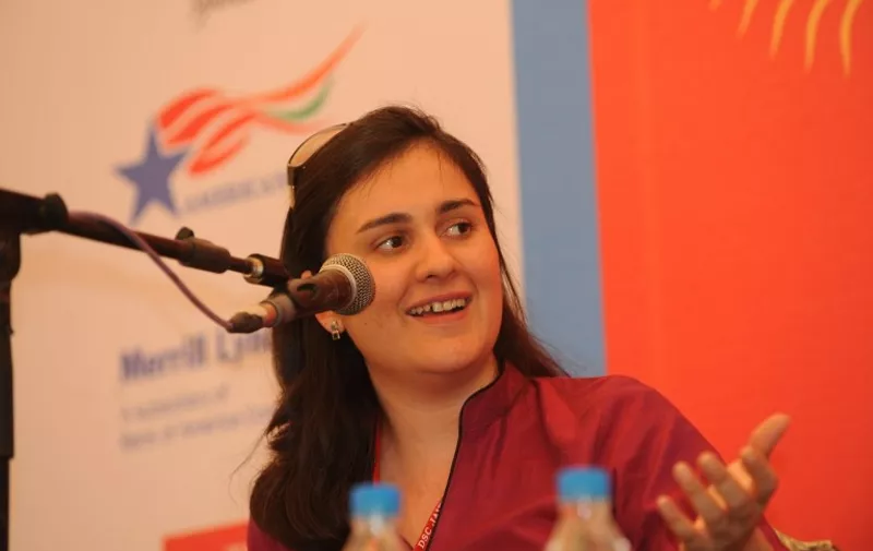 Pakistani novelist, Kamila Shamsie speaks as she attends the first day of the Jaipur Literature Festival in Jaipur, on January 21, 2011. South Asia's largest book festival kicked off on January 21, 2011 in India's western desert state of Rajasthan, drawing many renowned international writers, critics and thousands of literary fans. AFP PHOTO / Sam PANTHAKY
