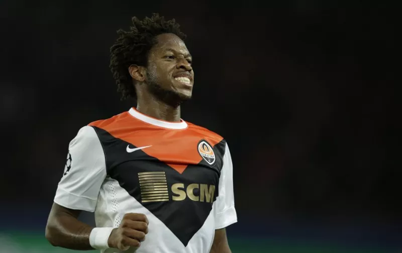 Shakhtar Donetsk's Brazilian midfielder Fred reacts during the UEFA Champions League Group A football match between Paris-Saint-Germain and Shakhtar Donetsk on December 8, 2015 at the Parc des Princes stadium in Paris.  AFP PHOTO / KENZO TRIBOUILLARD / AFP / KENZO TRIBOUILLARD