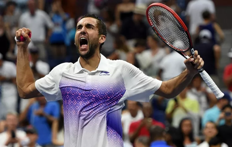 Marin Cilic of Croatia celebrates win against Jo-Wilfried Tsonga of France  during their 2015 US Open  Men's Singles - Quarterfinals at the USTA Billie Jean King National Tennis Center September 8, 2015  in New York.        AFP PHOTO /  TIMOTHY  A. CLARY