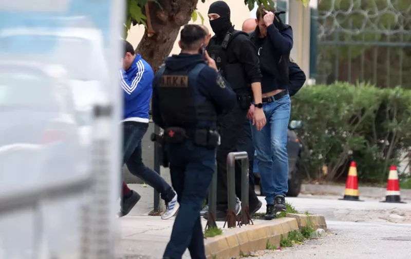 04.12.2023., Atena, Grcka  - Policija dovodi navijaci Dinama, Bad Blue Boyse na sud u Ateni. Photo: Matija Habljak/PIXSELL