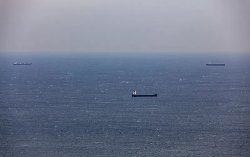 Commercial vessels are sailing in the Mediterranean Sea off the coast of northern Israel on December 21, 2023, following the United States' announcement of its intention to establish a multinational coalition to protect cargo ships traveling through the Red Sea from attacks by Yemen's Iran-backed Houthi group. The group claims it is targeting ships heading for Israeli ports in retaliation for Israel's assault on the Gaza Strip. (Photo by Mati Milstein/NurPhoto) (Photo by Mati Milstein / NurPhoto / NurPhoto via AFP)