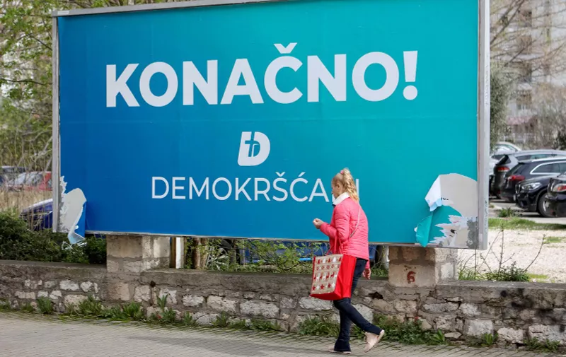 29.03.2024., Zadar - U ulici Petra Svacica u Zadru postavljeni plakati HDZ-a, SDP-a i Demokrscana Photo: Sime Zelic/PIXSELL