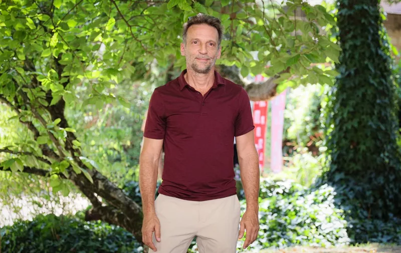 (FILES) French actor Mathieu Kassovitz poses during a photocall for the film Visions during the 16th Francophone Angouleme film festival in Angouleme, western France, on August 24, 2023. French filmmaker and actor Mathieu Kassovitz, 56 years old, is in a "preoccupying" condition after suffering a motorcycle crash on the Linas-Monthlery circuit on September 3, 2023, as reported by the Essonne prefectuer. (Photo by YOHAN BONNET / AFP)