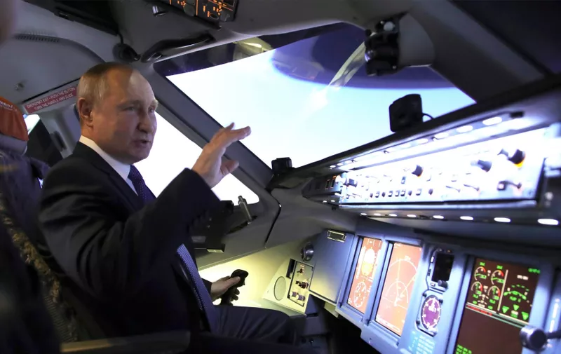 March 5, 2022, Moscow, Moscow, Russia: Russian President Vladimir Putin sits in the cockpit of an airplane simulator during a visit to the Aeroflot aviation training complex, March 5, 2022 in Moscow, Russia. Aeroflot is suspending most international flights out of fear of having their aircraft impounded.,Image: 668325399, License: Rights-managed, Restrictions: ***
HANDOUT image or SOCIAL MEDIA IMAGE or FILMSTILL for EDITORIAL USE ONLY! * Please note: Fees charged by Profimedia are for the Profimedia's services only, and do not, nor are they intended to, convey to the user any ownership of Copyright or License in the material. Profimedia does not claim any ownership including but not limited to Copyright or License in the attached material. By publishing this material you (the user) expressly agree to indemnify and to hold Profimedia and its directors, shareholders and employees harmless from any loss, claims, damages, demands, expenses (including legal fees), or any causes of action or allegation against Profimedia arising out of or connected in any way with publication of the material. Profimedia does not claim any copyright or license in the attached materials. Any downloading fees charged by Profimedia are for Profimedia's services only. * Handling Fee Only 
***, Model Release: no, Credit line: Profimedia