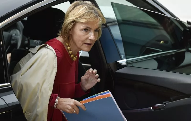 Crotian Foreign minister and European Integration Vesna Pusic arrives to attend the second day of the EU Foreign Affairs Council meeting in Luxembourg on September 5, 2015. AFP PHOTO/JOHN THYS
