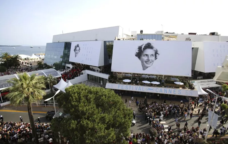 The Palais des Festivals at opening night with the premiere of 'La tete haute / Standing Tall' at the 68th Cannes Film Festival on May 13, 2015