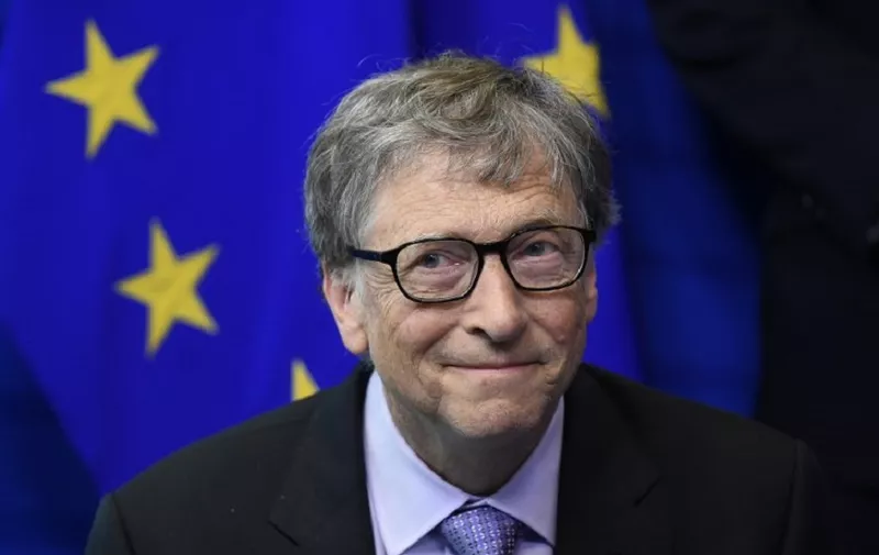Founder of Microsoft and chairman of Breakthrough Energy Ventures, to establish the Breakthrough Energy Europe investment fund, Bill Gates looks on during a signing ceremony and a press point at the EU headquarters in Brussels on October 17, 2018. (Photo by JOHN THYS / AFP)