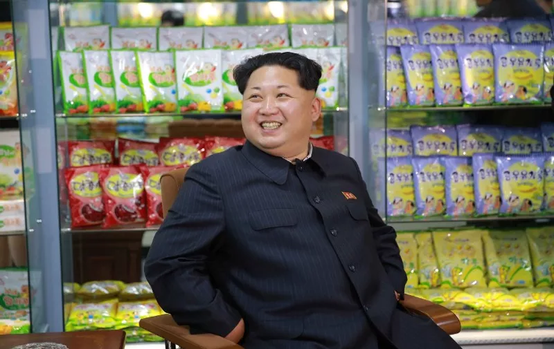 This undated picture released from North Korea's official Korean Central News Agency (KCNA) on November 14, 2015 shows North Korean leader Kim Jong-Un inspecting the modernised Pyongyang Children's Foodstuff Factory.      REPUBLIC OF KOREA OUT     AFP PHOTO / KCNA via KNS   
 
THIS PICTURE WAS MADE AVAILABLE BY A THIRD PARTY. AFP CAN NOT INDEPENDENTLY VERIFY THE AUTHENTICITY, LOCATION, DATE AND CONTENT OF THIS IMAGE. THIS PHOTO IS DISTRIBUTED EXACTLY AS RECEIVED BY AFP.     ---EDITORS NOTE--- RESTRICTED TO EDITORIAL USE - MANDATORY CREDIT "AFP PHOTO/KCNA VIA KNS" - NO MARKETING NO ADVERTISING CAMPAIGNS - DISTRIBUTED AS A SERVICE TO CLIENTS / AFP / KCNA / KCNA