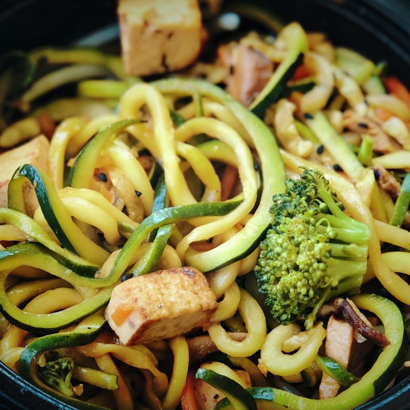 Noodles and Company now has spiralized zucchini, or "Zoodles" as they're calling it. This is their Japanese Pan Noodles dish with the noodles replaced with zucchini.

- 
Copyright (c) 2018 Tony Webster 
tony@tonywebster.com 
+1 202-930-9200