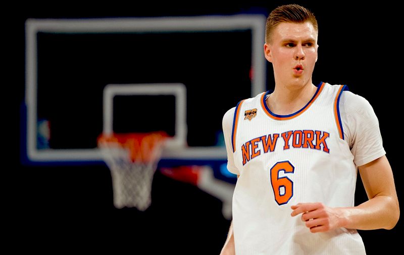 The New York Knicks&#8217; Kristaps Porzingis, during a game against the Denver Nuggets at Madison Square Garden in Manhattan, Feb. 10, 2017. Owner James Dolan&#8217;s feud with the Knick great Charles Oakley has suddenly overshadowed another season of disappointment., Image: 320721947, License: Rights-managed, Restrictions: , Model Release: no, Credit line: Profimedia, New York Times