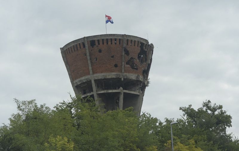 A water tower in Vukovar. Vukovar, Croatia.  (Photo by Artur Widak/NurPhoto) (Photo by Artur Widak / NurPhoto / NurPhoto via AFP)