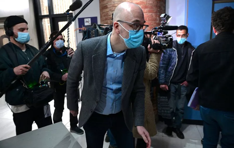 Former Ikea France director Stefan Vanoverbeke arrives at Versailles courthouse, on March 22, 2021, prior to the trial of Ikea France as a corporate entity along with several of its former executives, over accusations of running an elaborating system to spy on staff and job applicants in Versailles, southwest of Paris. (Photo by MARTIN BUREAU / AFP)
