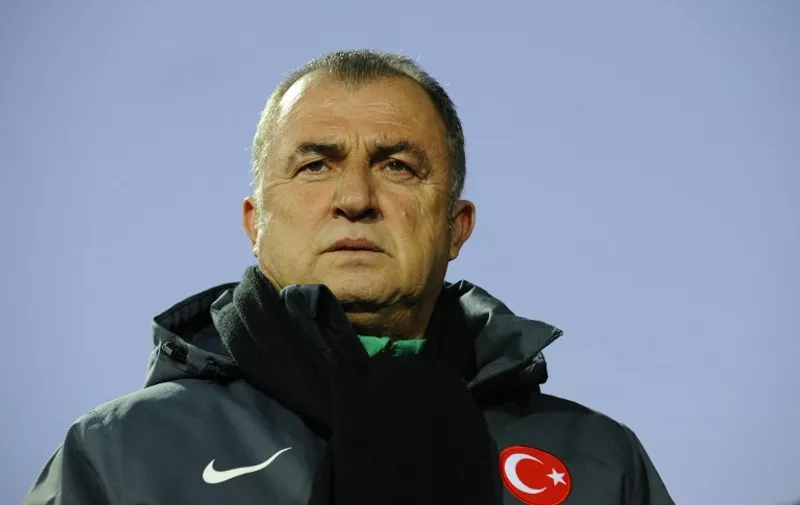 Turkey's head coach Fatih Terim looks on during the friendly football match between Luxembourg and Turkey at the Josy Barthel Stadium, on March 31, 2015 in Luxembourg. AFP PHOTO / JOHN THYS / AFP / JOHN THYS