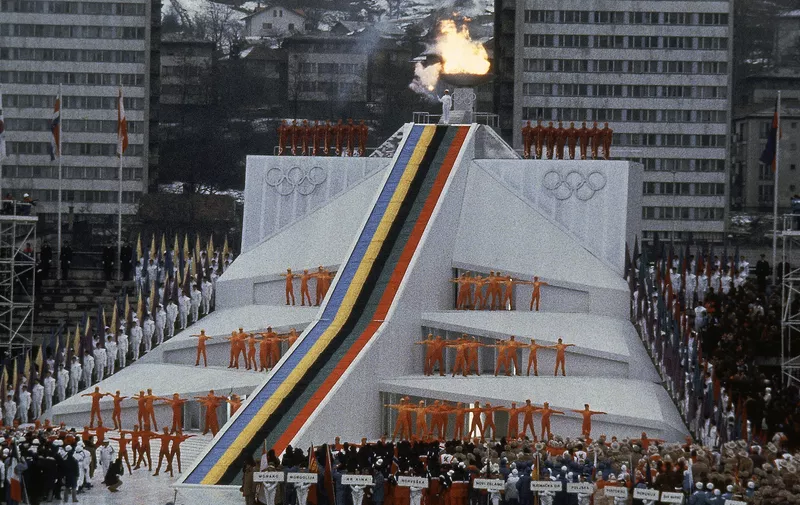 Torch Lighting of Winter Olympics opening ceremonies in 1984 in Sarajevo, Yugoslavia. (AP Photo)
