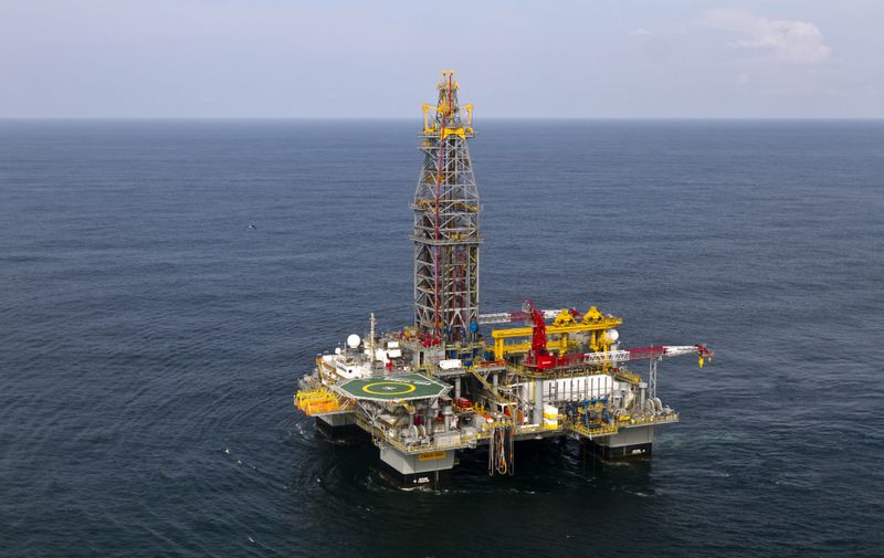 Photo taken on September 17, 2011  shows a Tullow Oil company offshore oil platform off the coasts of the French overseas department of Guiana. Anglo Dutch energy giant Shell announced on September 9, 2011 that it had discovered oil in deep waters around 150 kilometres (90 miles) off the coast of French Guiana following a joint venture drilling project with venture energy partners Total, Tullow and Northpet. AFP PHOTO / JODY AMIET (Photo credit should read JODY AMIET/AFP/Getty Images)