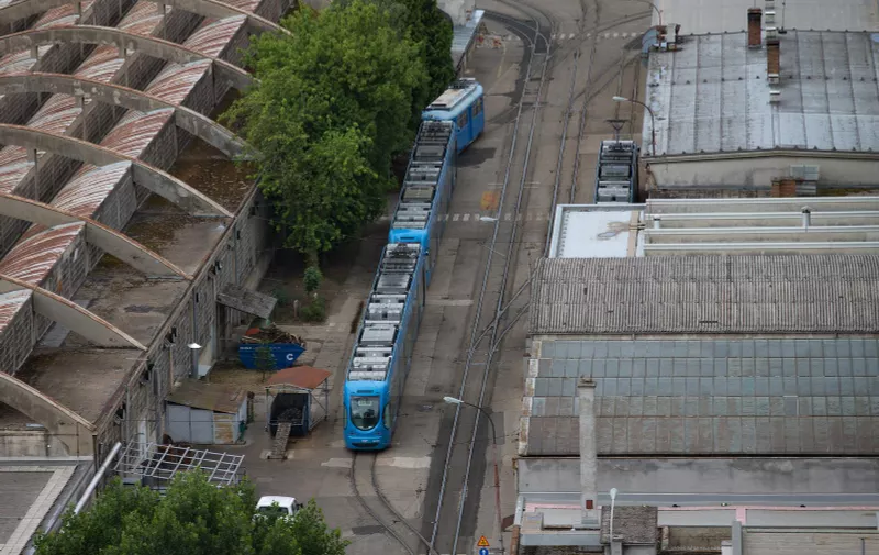 21.06.2015., Zagreb -  Pogled na okretiste i spremiste tramvaja Ljubljanica s nebodera u Ozaljskoj ulici. "nPhoto: Davor Puklavec/PIXSELL