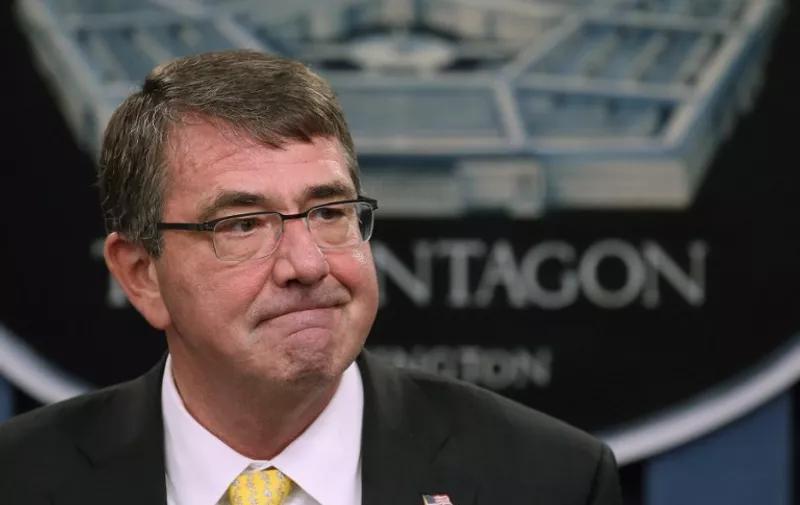 ARLINGTON, VA - MAY 07: Secretary of Defense Ash Carter speaks to the media during a briefing at the Pentagon May 7, 2015 in Arlington, Virginia. Secretary Carter talked about various issues including the situation in the Middle East and the Department of Defense budget request.   Mark Wilson/Getty Images/AFP