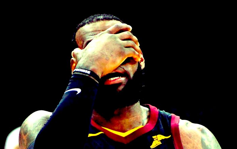 The Cleveland Cavaliers&#8217; LeBron James reacts after a call while playing the Golden State Warriors during the fourth quarter of Game 3 of the NBA Finals at Quicken Loans Arena in Cleveland, Ohio, on Wednesday, June 6, 2018. The Golden State Warriors won, 110-102, for a 3-0 series lead. (Jose Carlos Fajardo/Bay Area News Group/TNS)