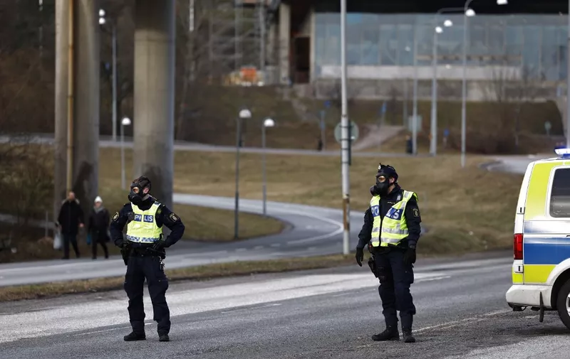 Police and emergency services were alerted to the Security Police's headquarters in Solna, north of Stockholm, because of a strange smell in the premises on Friday afternoon
Photo: Fredrik Persson / TT / Code 1081 (Photo by FREDRIK PERSSON / TT NEWS AGENCY / TT News Agency via AFP)
