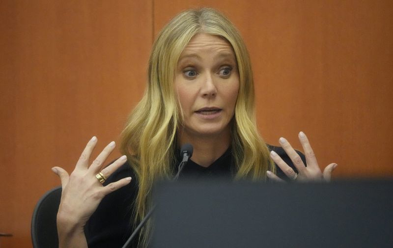 PARK CITY, UTAH - MARCH 24: Gwyneth Paltrow testifies during her trial on March 24, 2023, in Park City, Utah. Terry Sanderson is suing actress Gwyneth Paltrow for $300,000, claiming she recklessly crashed into him while the two were skiing on a beginner run at Deer Valley Resort in Park City, Utah in 2016.   Rick Bowmer-Pool/Getty Images/AFP (Photo by POOL / GETTY IMAGES NORTH AMERICA / Getty Images via AFP)