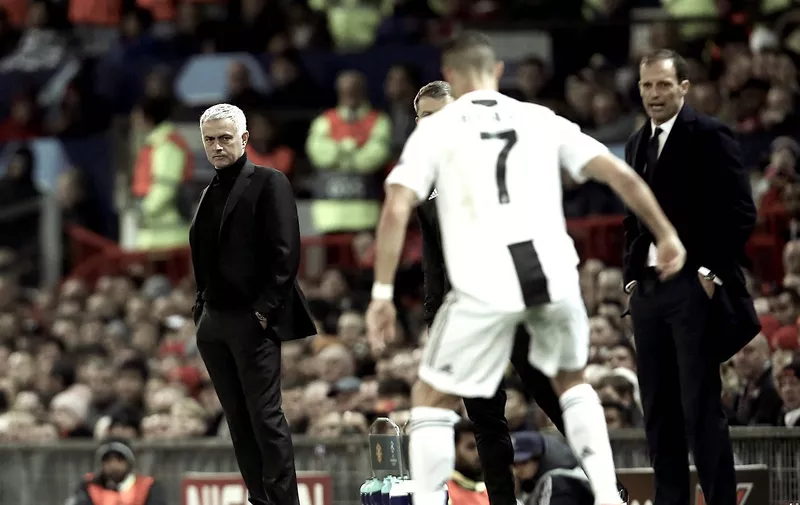 Manchester United manager Jose Mourinho watches Cristiano Ronaldo of Juventus Manchester United v Juventus, UEFA Champions League, Group H, Football, Old Trafford, Manchester, UK &#8211; 23 Oct 2018, Image: 392343348, License: Rights-managed, Restrictions: , Model Release: no, Credit line: Profimedia, TEMP Rex Features