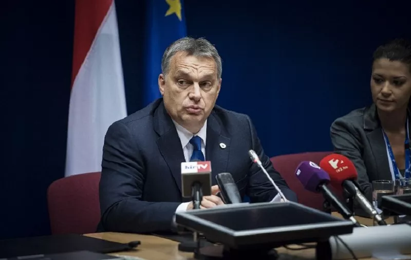 Hungarian Prime Minister Viktor Orban holds a press conference after Summit of leaders of European Union at European Council headquarters in Brussels, Belgium on 18.12.2015 by Wiktor Dabkowski