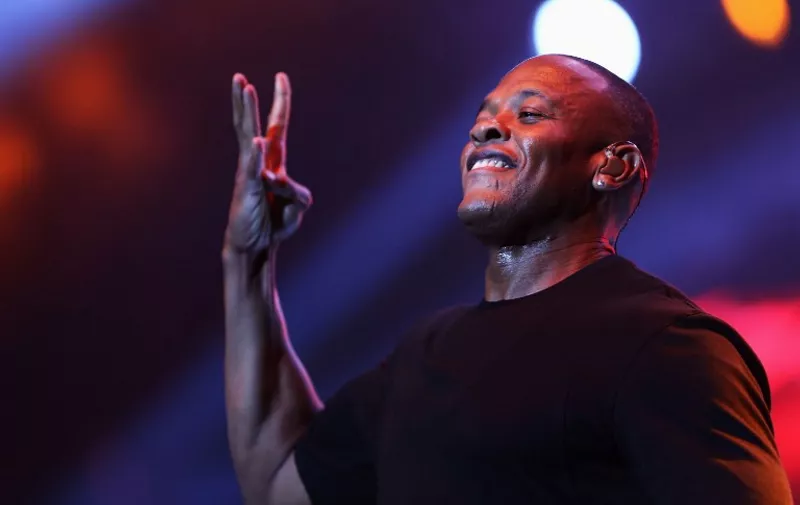 LOS ANGELES, CA - JUNE 29: Rapper Dr. Dre performs during the Snoop Dogg, Kendrick Lamar, J.Cole, Miguel and SchoolBoyQ concert during the 2013 BET Experience at Staples Center on June 29, 2013 in Los Angeles, California.   Chelsea Lauren/Getty Images for BET/AFP