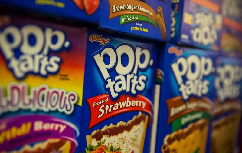 NEW YORK, NY - FEBRUARY 19: Boxes of Pop-Tarts sit for sale at the Metropolitan Citymarket on February 19, 2014 in the East Village neighborhood of New York City. Kellogg, maker of Pop-Tarts, has announced that it will only buy palm oil - a minor ingredient in Pop-Tarts - from companies that don't destroy rainforests where palm trees are grown. Palm oil is used in many processed foods.   Andrew Burton/Getty Images/AFP (Photo by Andrew Burton / GETTY IMAGES NORTH AMERICA / Getty Images via AFP)
