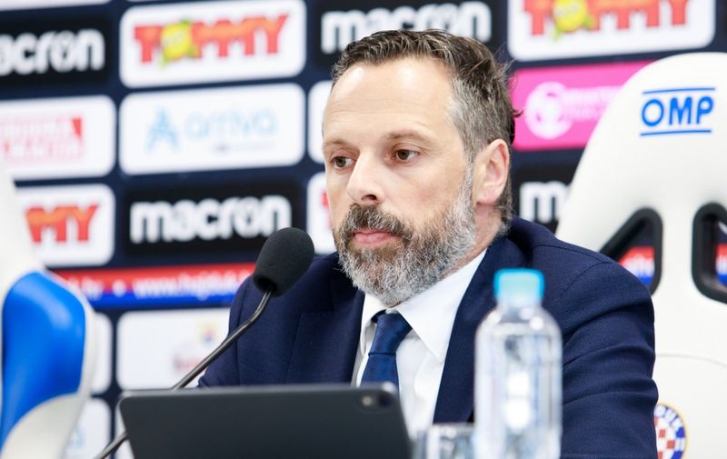 02.09.2019., Split - Konferencija za medije celnika Hajduka na temu prijelaznog roka i tekuceg klupskog poslovanja. Dopredsjednik Uprave Luka Jakobusic. Photo: Milan Sabic/PIXSELL