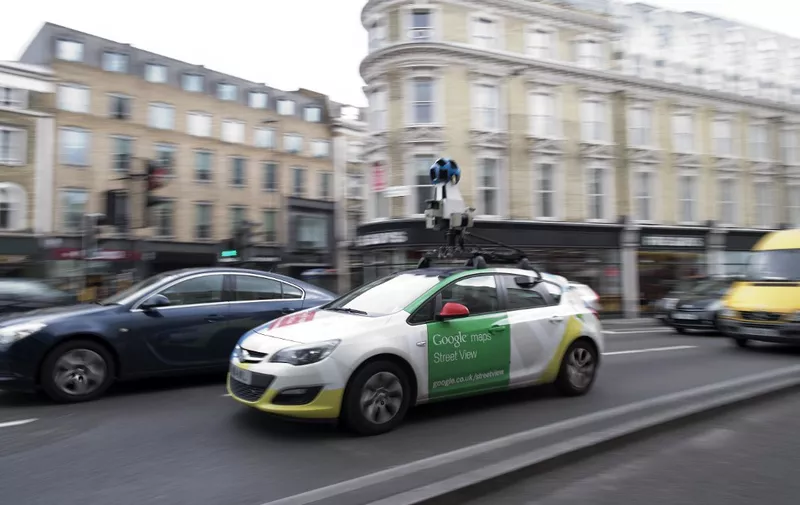A Google Street View vehicle is pictured on a road in central London on May 31, 2017. (Photo by Justin TALLIS / AFP)