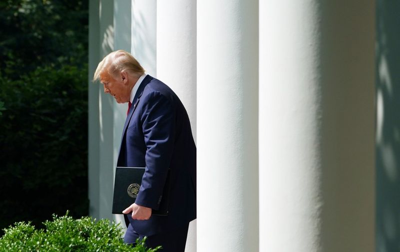 US President Donald Trump makes his way to the Rose Garden for a signing ceremony at the White House in Washington, DC, on June 5, 2020. (Photo by MANDEL NGAN / AFP)