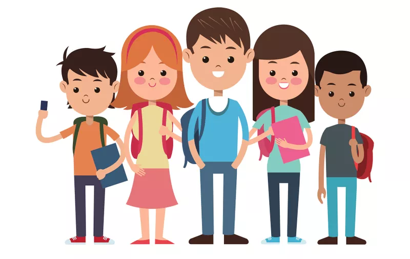 back to school group students ready study vector illustration eps 10