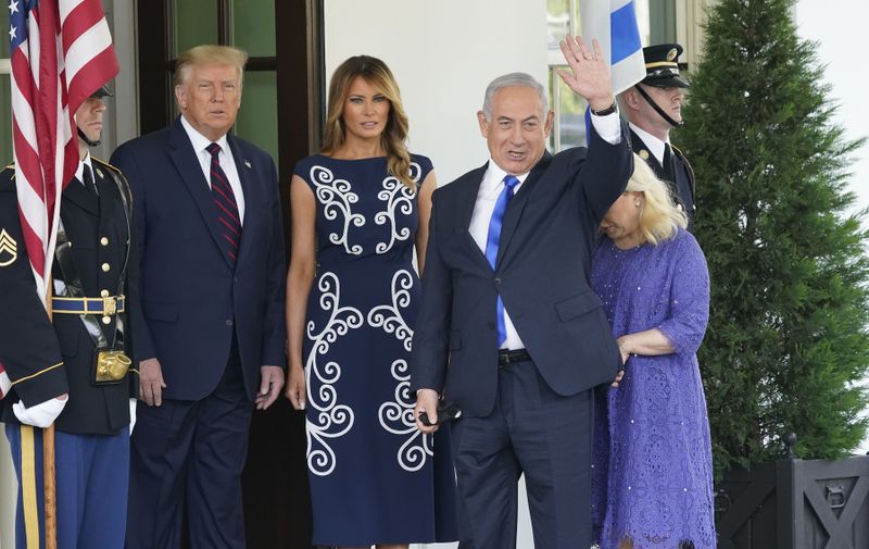United States President Donald J. Trump and first lady Melania Trump welcomes Prime Minister Benjamin Netanyahu of Israel, and his wife Sara, to the White House in Washington, DC on Tuesday, September 15, 2020. Netanyahu is in Washington to sign the Abraham Accords, a peace treaty with the State of Israel.
Trump Welcomes Prime Minister Benjamin Netanyahu of Israel, Washington, District of Columbia, USA - 15 Sep 2020,Image: 558115992, License: Rights-managed, Restrictions: , Model Release: no, Credit line: Profimedia