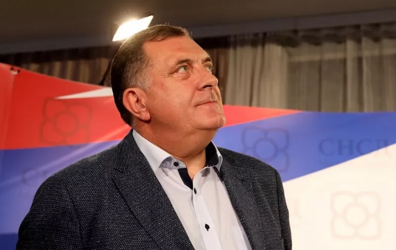 Milorad Dodik, Bosnian-Serb candidate for Bosnia and Herzegovina's tripartite Presidency arrives to the party headquarters in Banja Luka on October 7, 2018. 


Nationalist Milorad Dodik claimed victory Sunday in a race for the Serb seat of Bosnia's three-man presidency, a post he will share with Muslim and Croat leaders in a country splintered by ethnic divides. The elevation of the hardliner to top office lays bare the nationalism haunting Bosnia more than two decades after it was torn apart by war. / AFP PHOTO / Milan RADULOVIC