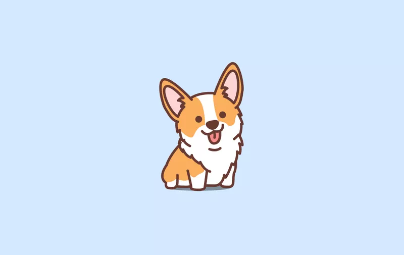 Cute corgi puppy cartoon icon, vector illustration