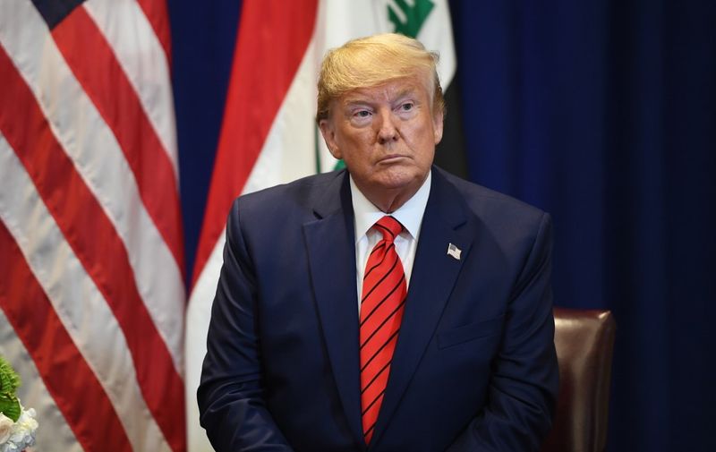 US President Donald Trump attends a meeting with Iraqi Prime Minister Adil Abdul-Mahdi (not pictured) in New York, September 24, 2019, on the sidelines of the United Nations General Assembly. (Photo by SAUL LOEB / AFP)