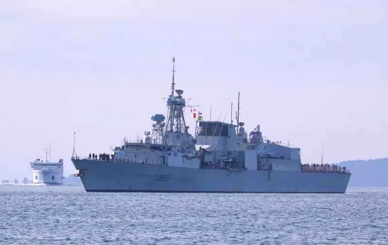 12.03.2023., Split - Fregata Fredericton Kanadske kraljevske mornarice prvi je brod iz skupine NATO brodova koji ce narednih dana boraviti u Splitu. Photo: Ivo Cagalj/PIXSELL