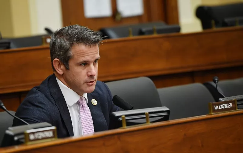 Rep. Adam Kinzinger, R-IL, questions witnesses during a House Committee on Foreign Affairs hearing looking into the firing of State Department Inspector General Steven Linick, on Capitol Hill in Washington, DC on September 16, 2020. (Photo by KEVIN DIETSCH / POOL / AFP)