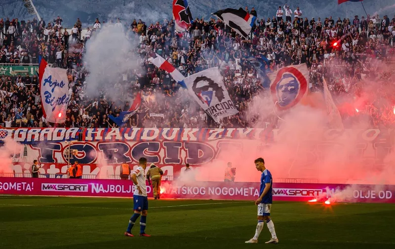 30.04.2023., stadion Poljud, Split - SuperSport HNL, 32. kolo, HNK Hajduk - GNK Dinamo. Navijaci Hajduka, Torcida Photo: Zvonimir Barisin/PIXSELL
