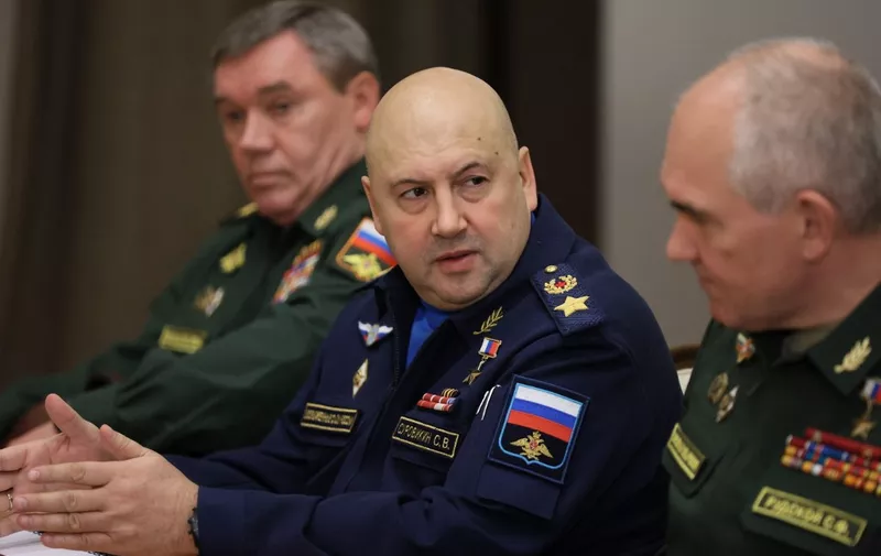 In this picture taken on November 3, 2021 Sergei Surovikin, commander of Russia's Aerospace Forces, attends a meeting of Russian President with top military officials in Sochi. (Photo by Mikhail METZEL / SPUTNIK / AFP)