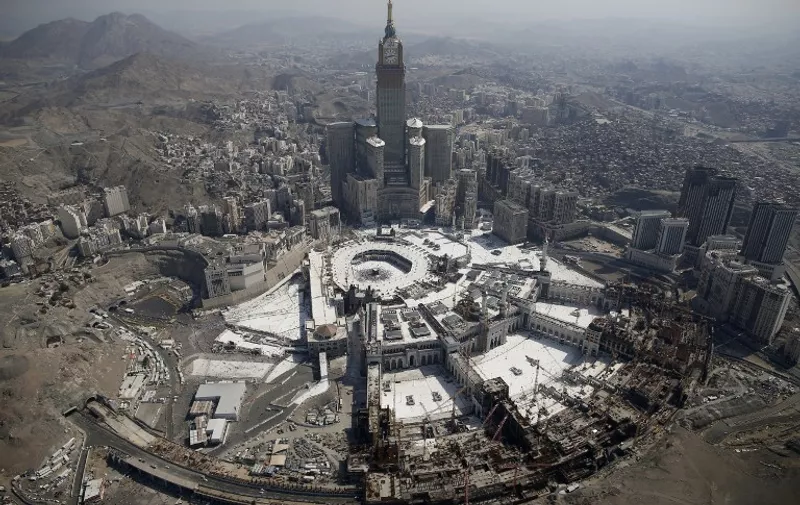 An aerial view shows the Clock Tower and the Grand Mosque in Saudi Arabia's holy Muslim city of Mecca on September 13, 2016.
More than 1.8 million faithful from around the world have been attending the annual pilgrimage which officially ends on September 15.
 / AFP PHOTO / AHMAD GHARABLI